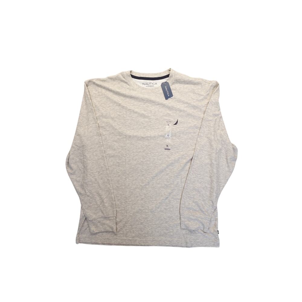 NWT Nautica Sleepwear Mens XL Oatmeal Heather Long Sleeve Crewneck Sleep Shirt